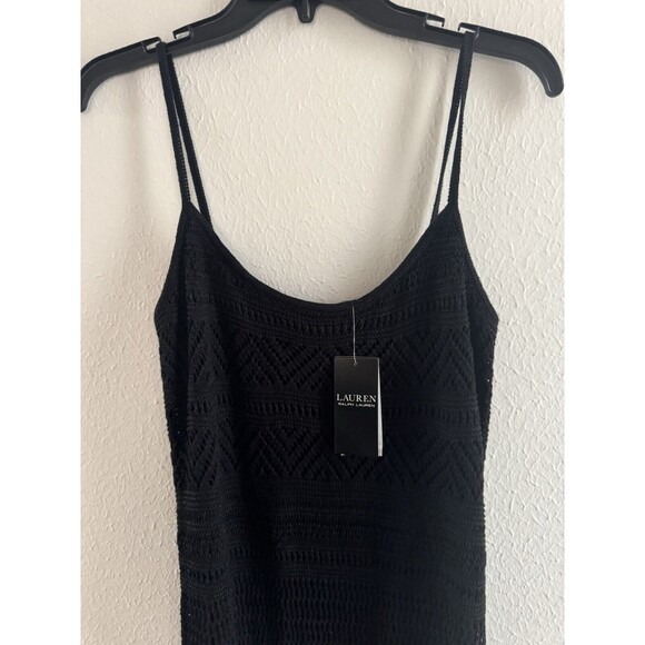 Ralph Lauren Women's Pointelle Knit Linen Blend Dress Black Size Medium NWT $225 - Picture 9 of 16